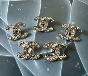 CHANEL CC Lot 5 Button Buttons 14x18 mm 0.55x0.71 Inch Vintage Designer Stamped - Picture 1 of 9