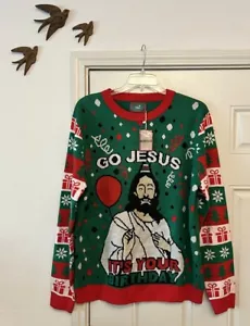 Ugly Christmas Sweater ~ Jesus It's Your Birthday ~ T Stars Mens XL ~ Acrylic - Picture 1 of 8