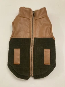 Wag n’ Woof Dog Coat Brown Corduroy With Faux Leather Trim Jacket Size S - Picture 1 of 9
