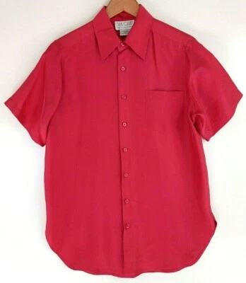 Vintage Silk Club Collection Button Up Top Women's Size Small Pink Solid Silk - Image 1 of 4