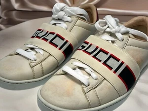 Gucci Ace Leather Logo Stripe Sneaker, Women’s 34 EU / 4 US - READ BELOW - Picture 1 of 24