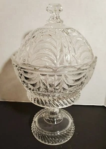 Crystal Candy Serving Dish w/ Pedestal Scalloped Lid & Bowl Large 10.75" Ornate - Picture 1 of 12