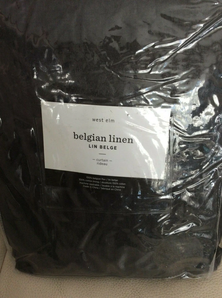 West Elm One (1) Belgian Flax Linen Curtain 48x108L NIP! Solid Slate Gray  - Image 1 of 1