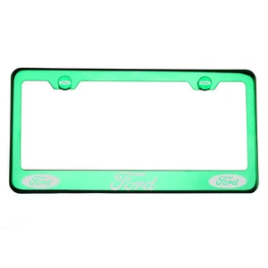 Marco de matrícula T304 verde cromo acero inoxidable plata Ford grabado con láser - Imagen 1 de 10