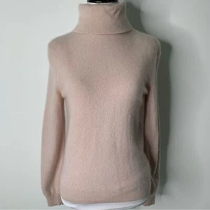 Avellini Women's Pink Cream 100% Cashmere Turtleneck Sweater Size Medium - Picture 1 of 12