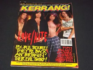 1991 NOVEMBER 23 KERRANG! MAGAZINE - LOVE/HATE FRONT COVER - L 16810 - Picture 1 of 2