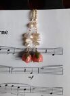 D17 Oreilles Pétale de Rose Avec Perles Baroques 925 Sterling Argent Doré
