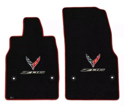 ¡Nuevo! Alfombrillas negras Chevy Corvette 2020-2025 con logotipo Corvette + encuadernación roja Foto 1 de 4