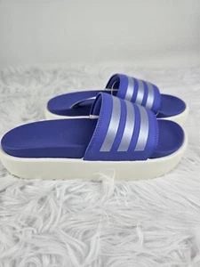 adidas Adilette Platform Slides Semi Cobalt Blue Blue Spark Metallic Size 8 NWT - Picture 1 of 6