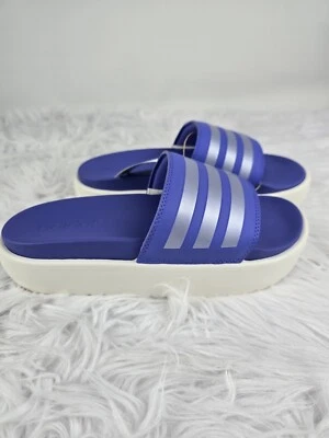 Adidas Adilette Plataforma Toboganes Semi Azul Cobalto Azul Chispa Metálico Talla 8 Nuevo con Etiquetas Foto 1 de 4
