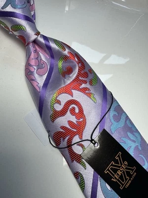 NUEVO CON ETIQUETAS VERSO 9 MULTICOLOR ESTILO FLORAL ESTAMPADO SEDA DISEÑOS CORBATA Y PAÑUELO Foto 1 de 4