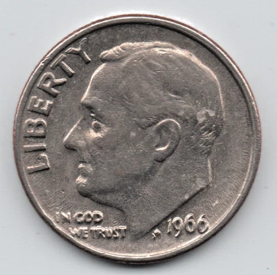 1966 Dime (No Mint Mark), Errors: DDO/DDR - Image 1 of 4