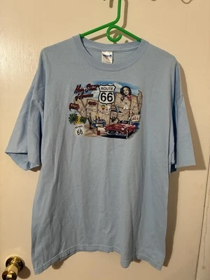 Camiseta Gildan Historic Route 66 Adulto XL EE. UU. Mapa Manga Corta Azul Claro Foto 1 de 4