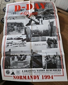 Póster del Día D, Normandía 1994 +50 años, usado - Imagen 1 de 9