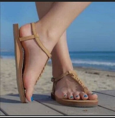 Rainbow Sandals T-Street Leather T Strap tan braided size XL fits 11.5-13 - Image 1 of 4