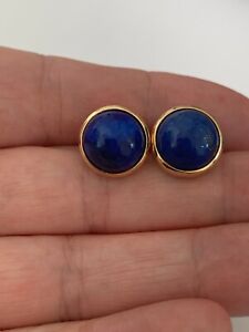 14ct gold lapis lazuli earrings, vintage 8.5 grams,  not 18ct or 9ct 