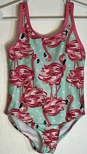 Gymboree Little Girl XS(4) Swimsuit One Piece Turquoise w/ Pink Flamingos Bows - Picture 1 of 10