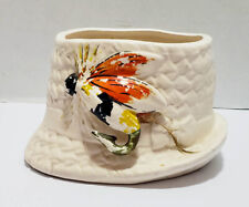 Vintage Inarco Ceramic Fly Fishing Hat Planter With Feather RARE E-1684 Japan