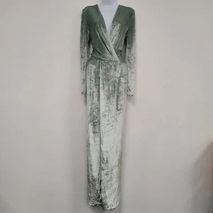 Galvan London Womens Vera Velvet Faux Wrap Dress Size 8 Green Fairy Formal Glam - Picture 1 of 10