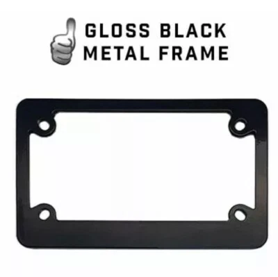 Premium Vivid Black Metal Sport License Plate Tag Frame For Motorcycle Scooter - Image 1 of 4