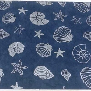 20 A4 sheets FINE MULBERRY TISSUE 25gsm DARK BLUE SILVER SEASHELL PRINT acidfree - Picture 1 of 2