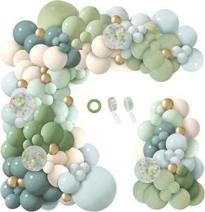 150Pcs Dusty Blue Green Balloon Garland Arch Kit, Ash Mist Green Haze Fog Blue S - Picture 1 of 12
