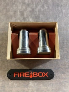 Vintage Art Deco Miniature Aluminum Salt & Pepper Shakers In Original Box - Picture 1 of 4