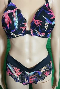 Victorias Secret Pink Racerback Bra (36DDD) and Cheekster Panty (M) Floral Lace - Picture 1 of 12