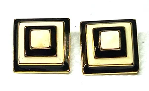 Joan Rivers Emaille schwarz und creme Pyramide Clip auf Ohrringe - Bild 1 von 7