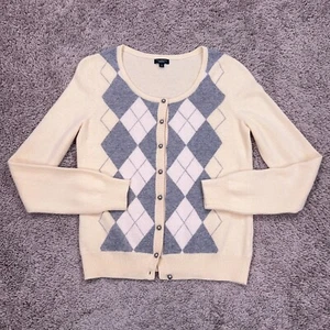 Talbots Cardigan Womens XS Yellow Argyle Academia Lambswool Angora Rabbit Hair - Picture 1 of 10