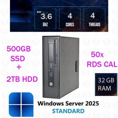 HP elite QUAD CORE 32GB 500GB SSD + 2TB Windows server 2025 Standard RDS CAL - Image 1 of 2