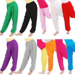 Kids Boy Girls Loose Baggy Harem Yoga Pants Elastic Waist Dance Trousers Bottom- - Picture 1 of 21