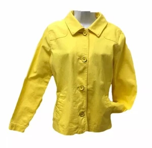 Damen Denim & Co gelbe Denim Twill Jacke mit großen Emaille Knöpfen Größe S - Bild 1 von 11