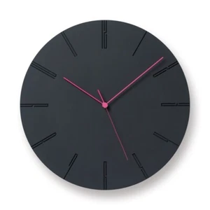 Lemnos Wall Clock NTL13-10 BK Black Analog Carved Two CARVED II φ340×D42mm Japan - Picture 1 of 4