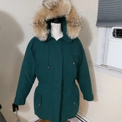 EDDIE BAUER SUPERIOR POLAR GOOSE DOWN PARKA JACKET COAT.COYOTE FUR HOOD.SZ SM. - Image 1 of 4