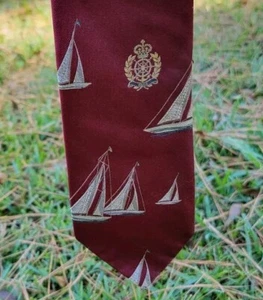 Vintage Polo Ralph Lauren necktie yacht Club boating sailing ship 100% silk - Picture 1 of 11