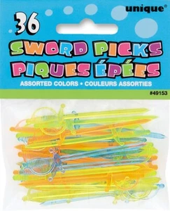 Sword Food Picks Plastic Multicolor Swords 2 3/4" tall 36ct - Picture 1 of 1