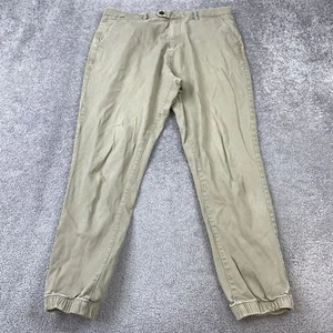 Five Four Jogger Pants Men's 34 Khaki Casual Elastic Waist Tapered Pockets - Picture 1 of 11