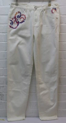 Vaqueros Joe Browns Talla 10 Marfil Bordados Denim Grabados Marca Botones "JB" Foto 1 de 4