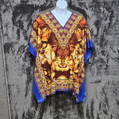 Poncho Kimono Top De Colección Para Mujer OSFM Floral Hawaiano Crucero Cuentas Resort Kafton Foto 1 de 4