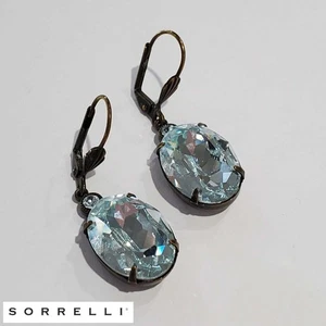 Sorrelli ovale blaue Kristall Ohrhänger - Leverback, Antikgold - Bild 1 von 4
