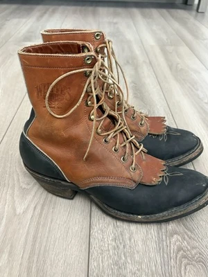Whites Handmade Mens 9,5 D Brown/Black Leather Boots Logger Packer Lace Up - Image 1 of 4
