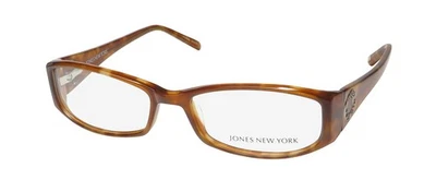 NEW JONES NEW YORK J733 EYEGLASS FRAME WOMENS BROWN HONEY HORN PLASTIC CAT EYE - Image 1 of 4