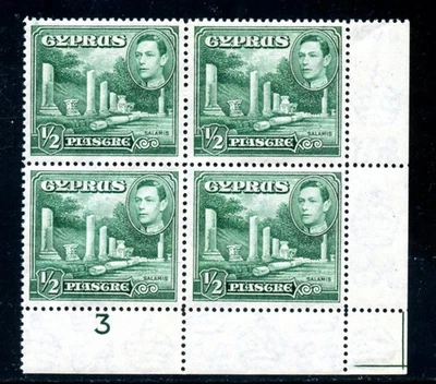 LOT 31892 MINT NH OG 144 PLATE BLOCK CREASE STAMPS FROM CYPRUS UK COLONY - Image 1 of 2
