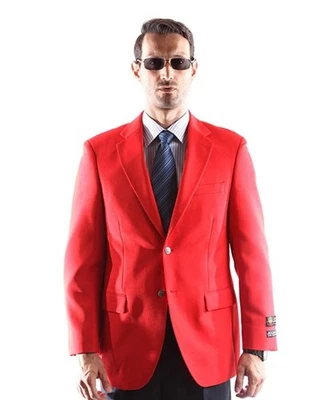 Bolzano Uomo Charles Red Blazer Jacket 44R Superior Polyester Sport Coat Xmas - Image 1 of 4