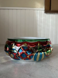 Cuenco de bombillas de Navidad pintadas metálicas para servir platos de vacaciones decoración salas de estar - Imagen 1 de 13