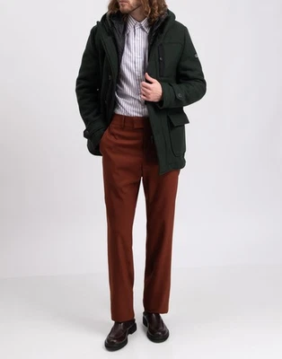 RRP€359 YES ZEE URBAN CHIC Coat Size XL Wool Blend Green Logo Removable Hood - Image 1 of 4