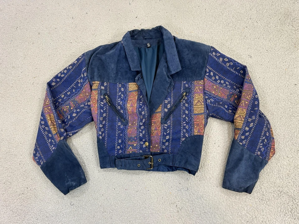 Chaqueta de gamuza vintage para mujer XS 36 Southwestern Boho recortada Western Rodeo años 80 Foto 1 de 4