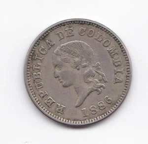 1886 Colombia 5 Centavos coin - uncommon higher grade - Picture 1 of 2