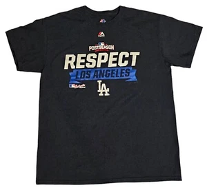 T-shirt noir Majestic MLB LA Los Angeles Dodgers 2016 post saison adulte taille M - Photo 1/6